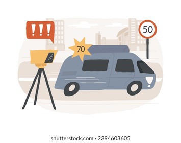 Speed control isolated concept vector illustration. Road police radar, stationary sensor control, driving speed limit, safety regime, traffic rules violation, pay a fine online vector concept.