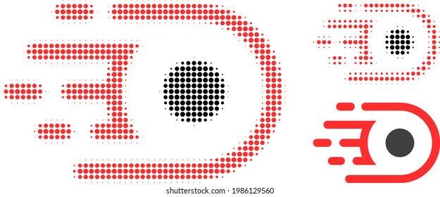 Icono de puntos de semitono de núcleo de velocidad. El patrón de semitono contiene puntos redondos. Ilustración vectorial del icono del núcleo de velocidad en un fondo blanco.