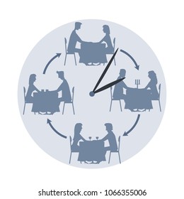 Speed dating concept. Vector illustration, isolated on white background.