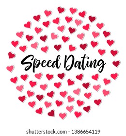 Speed dating heart vector illustration. Vector hearts illustration for speed dating event, speed dating party. Romance, romantic date, relationship