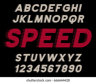 Speed Decorative Font Linear Design Modern Letters And Numbers Vector Abc