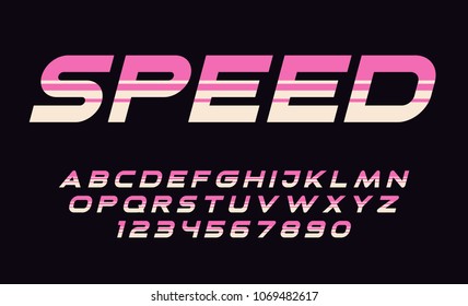 Speed decorative font Modern design letters and numbers Vector alphabet