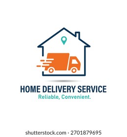Speed Delivery Van Logo Inside House Icon - Zuverlässiger und bequemer Versand nach Hause