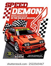 Velocidade Demon Racing Champion Ilustração Design