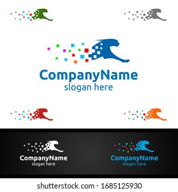 Speed Digital Marketing Logo with Cheetah or Tiger Design Concept