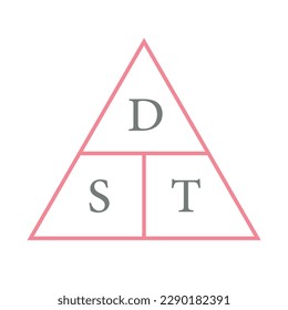 Speed distance time triangle formula. Vector illustration isolated on white background.