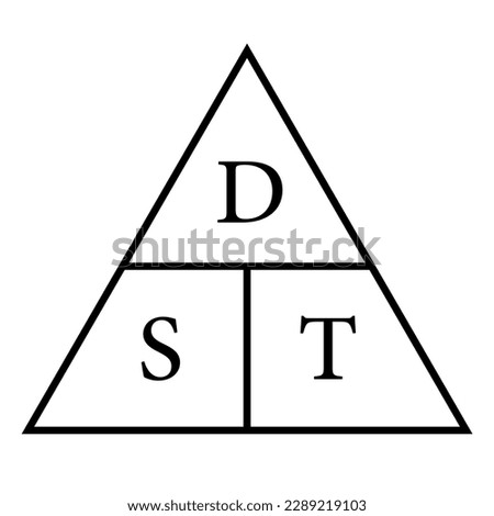 Speed distance time triangle formula. Vector illustration isolated on white background.