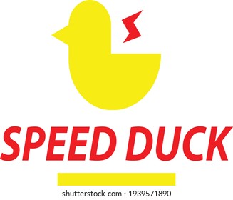 Speed duck minimal flat logo with sign of energy