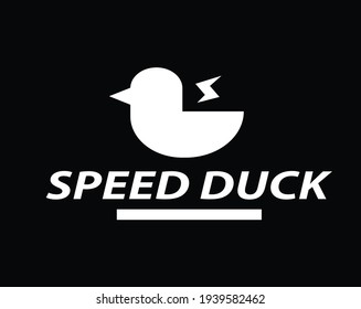 Speed duck minimal logo with black background