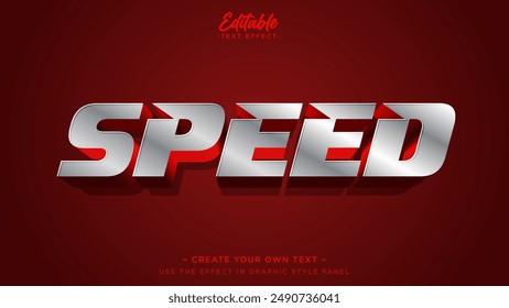 Speed editable text effect. Shiny metal text effect mockup template
