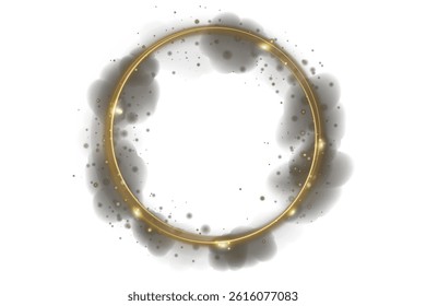 Speed effect line spins with graceful gold energy. Vector flare loop resembles light painting in air. Shining particles travel in elegant luminous flow. Twisting path of fire glows with golden motion