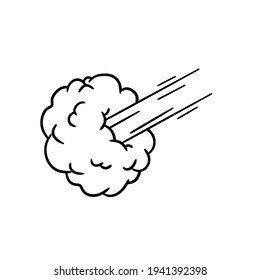 Speed Effect. Movement And Cloud. Air And Steam. Blast And Blast For A Retro Comic. Cartoon Line Illustration