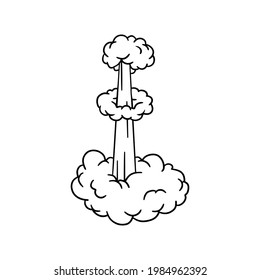 Speed effect. Movement, jump and cloud. Air and steam. Cartoon line Black and white illustration