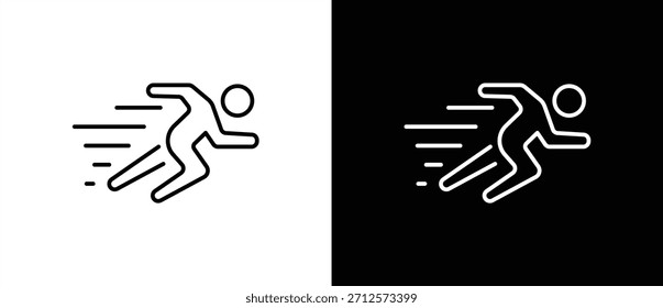 Speed ​​icon. Fast running man icon. Speed and movement icon, a dynamic symbol for speed, energy, and performance. Vector illustration of a speed icon with a transparent and black background.