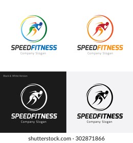 Speed fitness, Running logo template