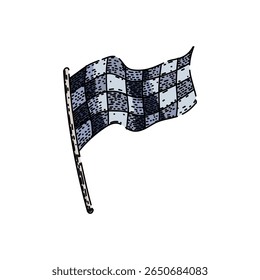 speed flag race hand drawn. finish start, track baton, sprint lap speed flag race vector sketch. isolated color illustration