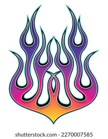 Speed flame sports car decal vinyl sticker. Racing car tribal fire flames vector art graphic. Vehicle decoration for car top, hood, bonnet.