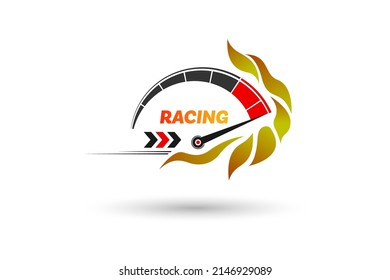 Speed of flaming speedometer for racing event. vector eps10