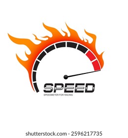 Speed of flaming speedometer for racing event. vector eps10	
