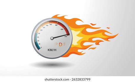 Speed of flaming speedometer for racing event. vector eps10	
