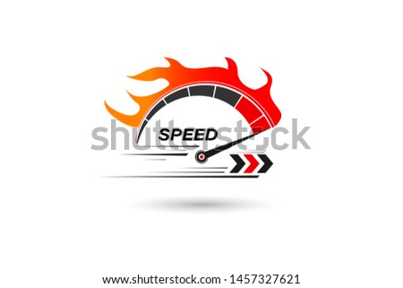 Speed of flaming speedometer for racing event. vector eps10