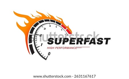 Speed of flaming speedometer for racing event. vector eps10	
