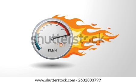 Speed of flaming speedometer for racing event. vector eps10	
