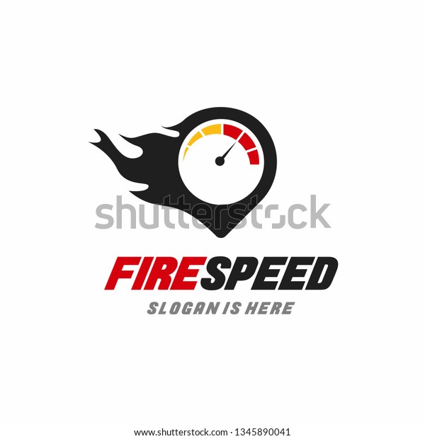 Speed of flaming speedometer for racing event. Flame\
icon logo symbol 