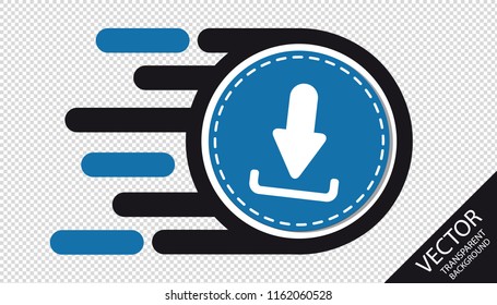Speed Flat Icon - Very Fast Download Service Concept - Vector Illustration - Isolated On Transparent Background