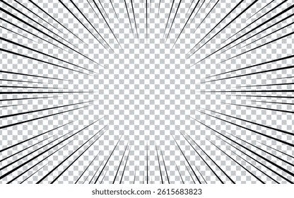 Speed ​​lines in frame for manga comic book. Radial motion background. Vector illustration