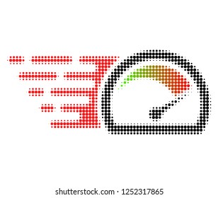 Speed gauge halftone dotted icon with fast speed effect. Vector illustration of speed gauge designed for modern abstract with symbols of speed, rush, progress, energy.