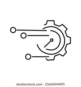 Speed, gear and amplifier. A tool to speed up activities, processes.Vector linear icon isolated on white background