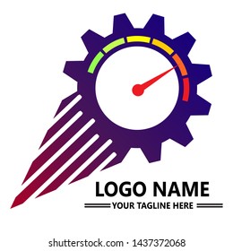 Speed gear logo design template. Vector gear fast logo design. Gear speed logo design. Vector illustration