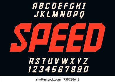 Speed geometric decorative font Modern design letters and numbers Vector abc