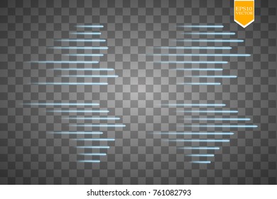 Speed glow lines isolated. Set of motion signs. Vector illustration. eps 10