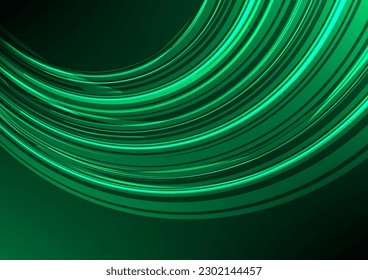 Speed green light technology hitech modern background. Green abstract background automotive, data network futuristic. Wave line internet . banner, poster, cover template design 