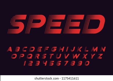 Speed Halftone Font Comic Gradient Design Modern Letters And Numbers Vector Alphabet