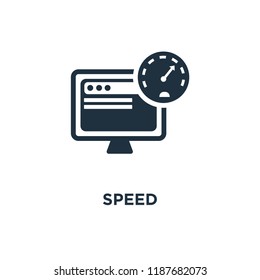 Speed icon. Black filled vector illustration. Speed symbol on white background. Can be used in web and mobile.