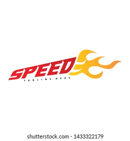 speed icon with fire logo template design
