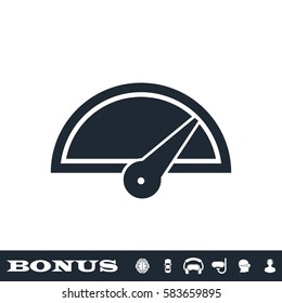 Speed icon flat. Black pictogram on white background. Vector illustration symbol and bonus button