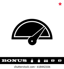 Speed icon flat. Black pictogram on white background. Vector illustration symbol and bonus button open and closed lock, folder, star