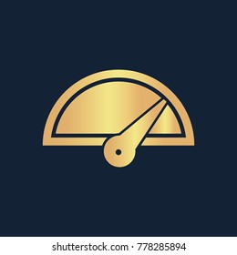 Speed icon flat. Simple gold pictogram on dark background. Vector illustration symbol