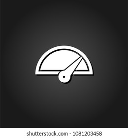 Speed icon flat. Simple White pictogram on black background with shadow. Vector illustration symbol