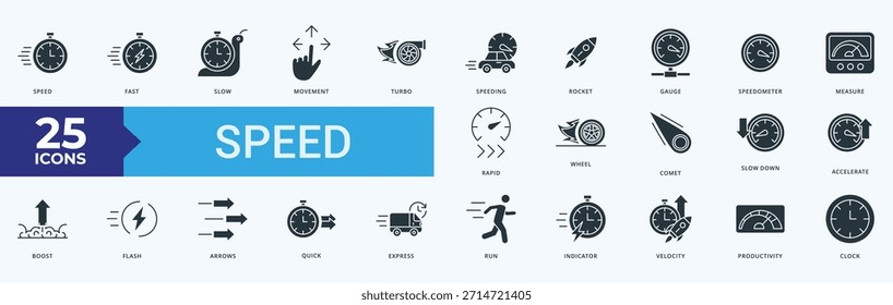 Speed Icon Pack Illustration Vector with speed, fast, slow, movement, turbo, speeding