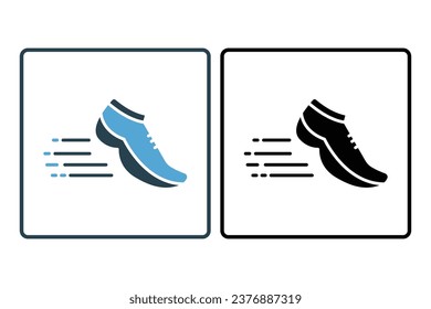 Speed icon. Running shoes. icon related to run, speed. suitable for web site, app, user interfaces, printable etc. Solid icon style. Simple vector design editable