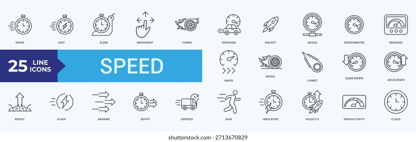 Geschwindigkeit Symbol Set Illustration Vektorkonturstil