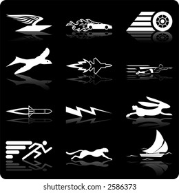 Speed Icon Set Series Design Elements A conceptual icon set relating to speed, being fast, and or efficient.