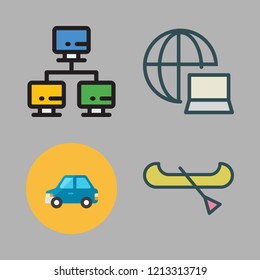 speed icon set. vector set about car, network, boat and networking icons set.