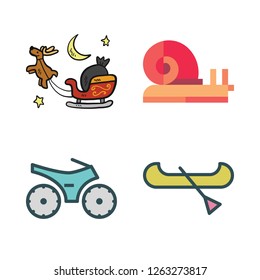 speed icon set. vector set about snail, sled, boat and motorcycle icons set.