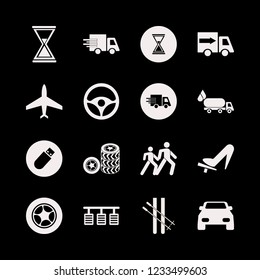 speed icon. speed vector icons set car, woman shoe on the pedal, pedals and fast delivery truck